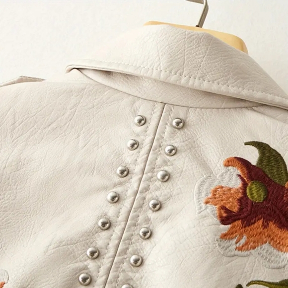 Floral Embroidered Cream Jacket - Picture 4 of 9